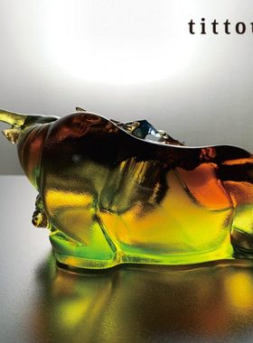 tittot琉园创意琉璃牛摆件轻奢 芬芳遍布 送高升生日老外中式礼品