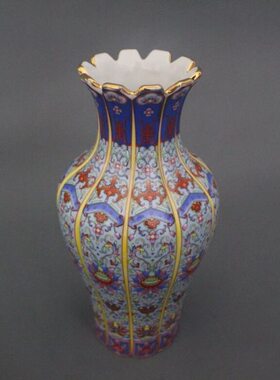 清代乾隆年制粉彩金瓜瓶花瓶家居客厅装饰复古摆件做旧工艺收藏品