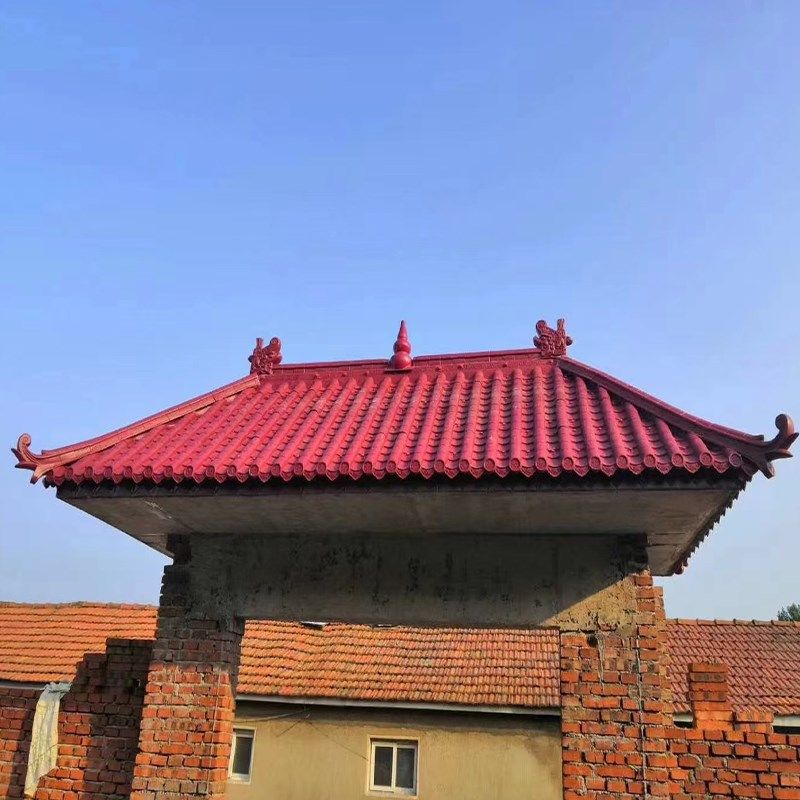 新中式红色仿古瓦屋檐屋顶装饰瓦片门头雨搭塑料瓦古建树脂拼接瓦,淘宝优惠券,粉丝福利购,淘宝优惠卷