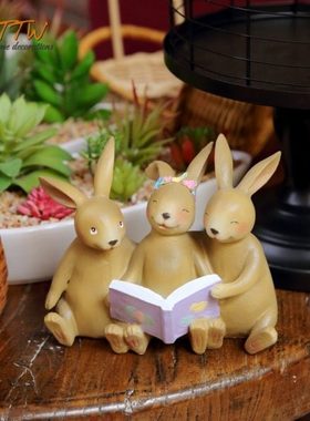 兔子一家可爱动物桌面装饰庭院田园客厅结婚朋友送礼手工礼物