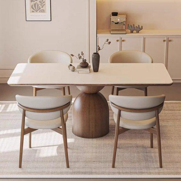 意式轻奢岩板餐桌椅组合家用简约小户型胡桃色长方形实木吃饭桌子,淘宝优惠券,粉丝福利购,淘宝优惠卷