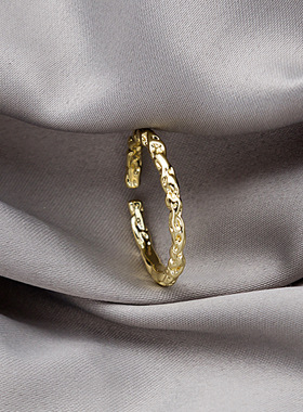 韩版复古纹理素圈女戒