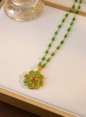 新中式祖母绿平安扣项链