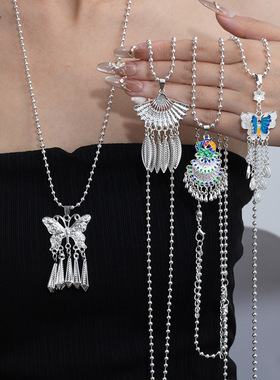 波西米亚风彩色蝴蝶项链