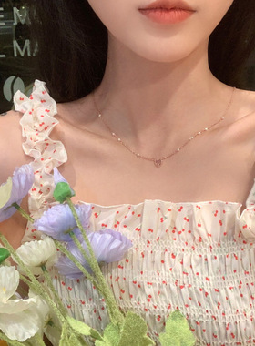 高亮小珍珠爱心项链60