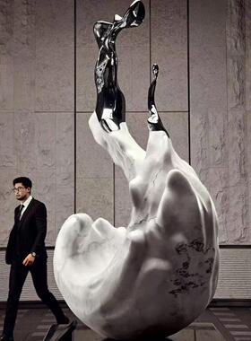 不锈钢浪花雕塑定制大型金属抽象水滴镜面水景抽象水花景观摆件