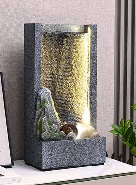 简约现代假山水幕墙流水生财摆件循环水景客厅玄关风水轮开业乔迁