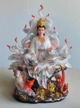 九尾狐神像家用堂口供奉九尾娘娘工业品摆件青丘白狐像树脂灵狐像