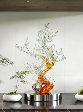 酒店大堂大型落地雕塑摆件售楼处大厅透明树脂艺术装置抽象仿真树
