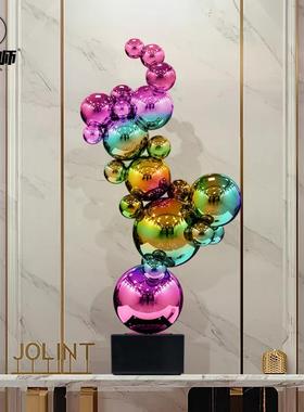 客厅大型落地玄关装饰摆件高档电视柜旁样板房入户柜软装乔迁开业