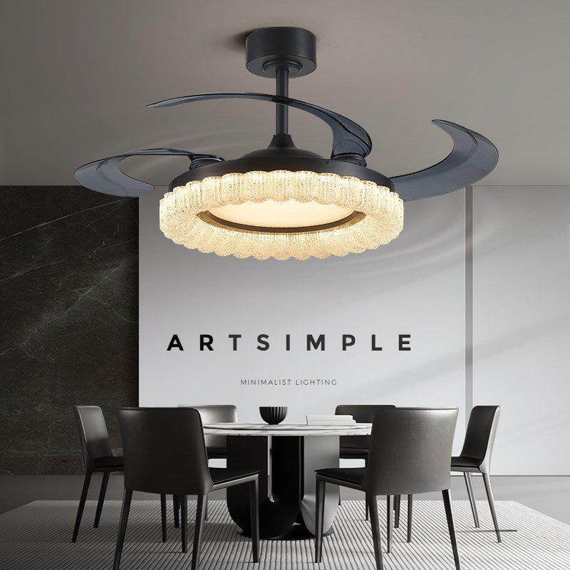 意式轻奢风扇吊灯高级感全光谱护眼饭厅吊灯大力隐形静音风扇灯 - 图2