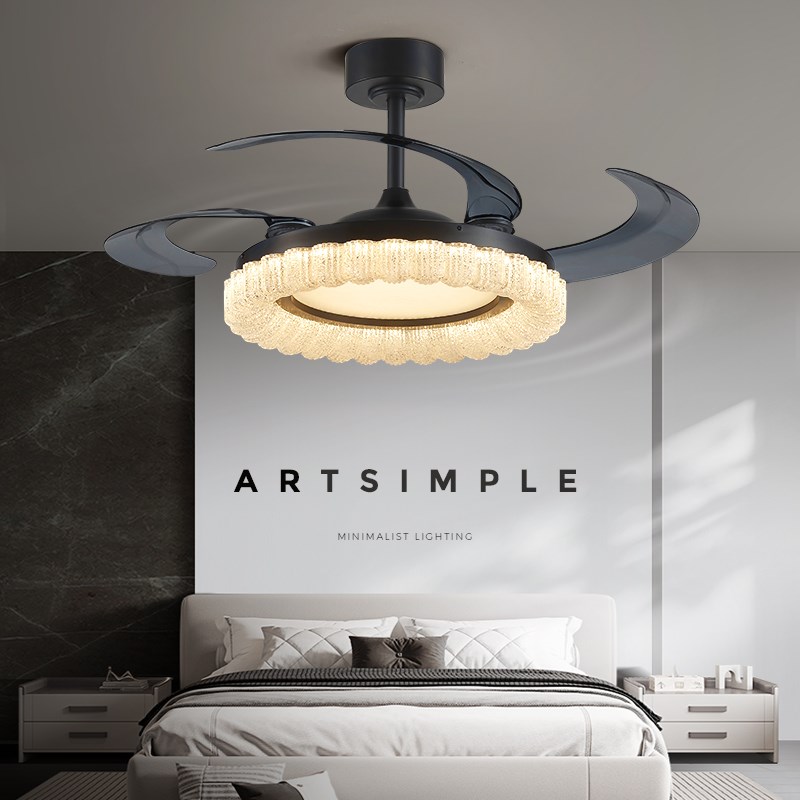 意式轻奢风扇吊灯高级感全光谱护眼饭厅吊灯大力隐形静音风扇灯 - 图3