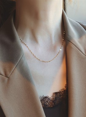 ZOXI轻奢小众满天星法式项链高级感女款无吊坠素链裸链锁骨链女款