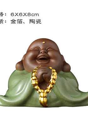 金陵金箔弥勒佛汽车载摆件笑佛像非遗工艺品客厅饰品随手礼送客户