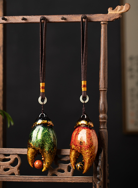 问瓷阁王顺手上有钱大漆摆件手y里有钳螃蟹文玩手把件家居饰品挂