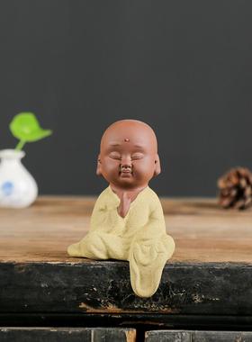 创意陶瓷小和尚禅意摆件博古架中式桌面工艺品客厅书房装饰艺术品