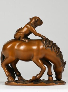 紫铜马上封侯猴摆件工艺品 铜马摆件 马上猴 猴骑马 马到成功有钱