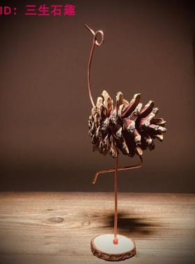 松果创意制作手工作业旧物改造废物利用丹顶鹤亲子幼儿园手工树枝