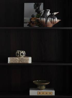 新中式样板房售楼会所展示柜中古摆件博古架书房书柜书架装饰品