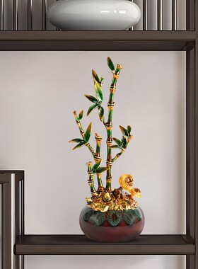 新中式竹子摆件寓意好的客厅玄关电视柜办公室桌面装饰乔迁新居