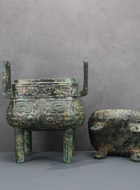 【腾候鼎】仿古铜装饰品博古架铜祥德工艺滕州博物馆文创铜摆件