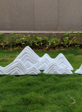 雪浪石切片组合白色景观庭院造景室内橱窗布置仿真石头假山摆件饰