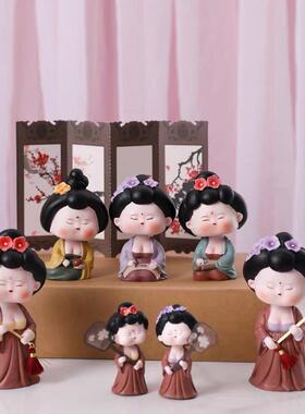 西安唐仕女摆件酒柜车载可摇头古风娃娃创意中国风工艺品家居装饰