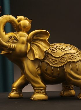 特大号铜大象黄铜玄关财位大象桌面摆件一对铜象客厅吸水象工艺品