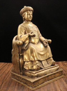 高40公分大号胡三太爷胡三太奶纯黄铜铜器家居摆件