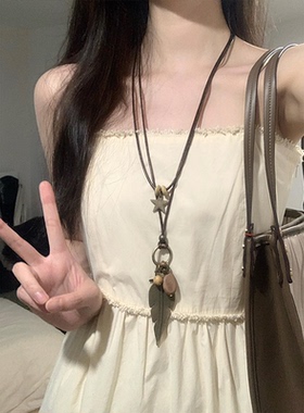 民族风穿搭禅意叠戴毛衣链秋冬女