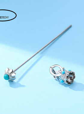 天珠皮带头竖穿天珠吊坠空托装饰配件万能扣可O拧开裁剪吊坠天珠