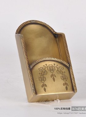 印度进口黄铜雕刻花名片收纳盒北欧美式多功能餐厅纸巾架餐桌摆件