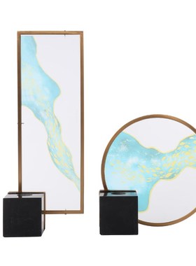 极速新中式轻奢亚克力装饰品样板间玄关屏风摆件售楼处展示柜桌面