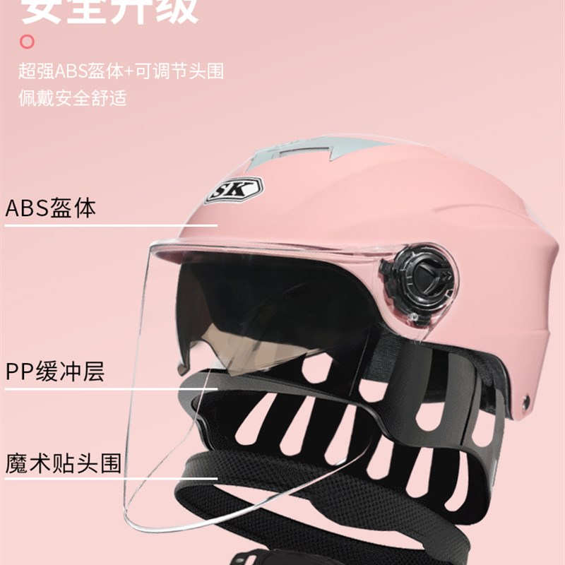 永恒摩托车电动车l头盔男子和女子电瓶车双镜头3C认证半头盔夏季 - 图3