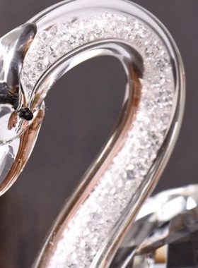 家居装饰品水晶天鹅内镶钻高档 儿童创意礼物小动物客厅装饰摆件