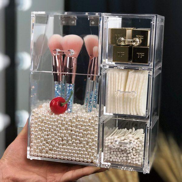 多功能桌面刷具筒防尘亚克力美妆刷桶化妆刷棉签收纳盒首饰收纳架,淘宝优惠券,粉丝福利购,淘宝优惠卷