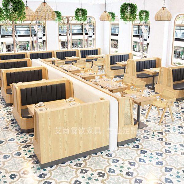 实木编藤卡座沙发连锁餐厅酒店火锅店桌椅组合东南亚饭店家具,淘宝优惠券,粉丝福利购,淘宝优惠卷