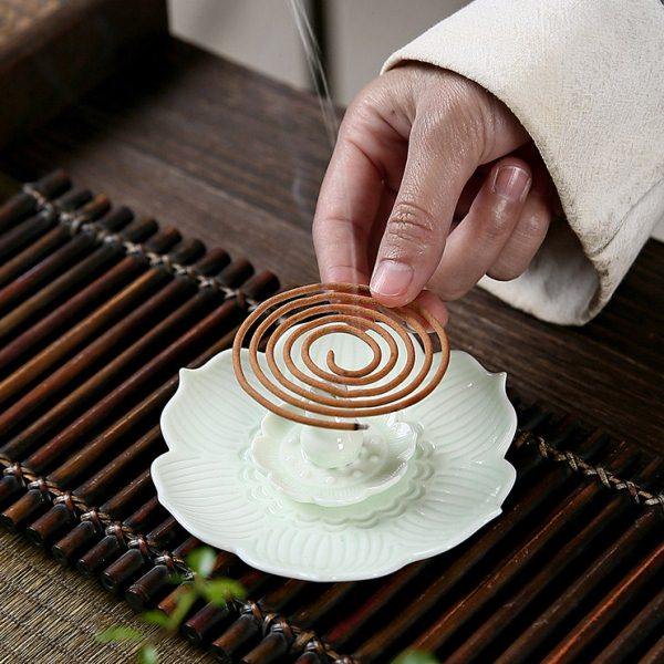 莲花线香香插家用香炉室内熏香檀香炉陶瓷插香盘香座创意香托摆件,淘宝优惠券,粉丝福利购,淘宝优惠卷