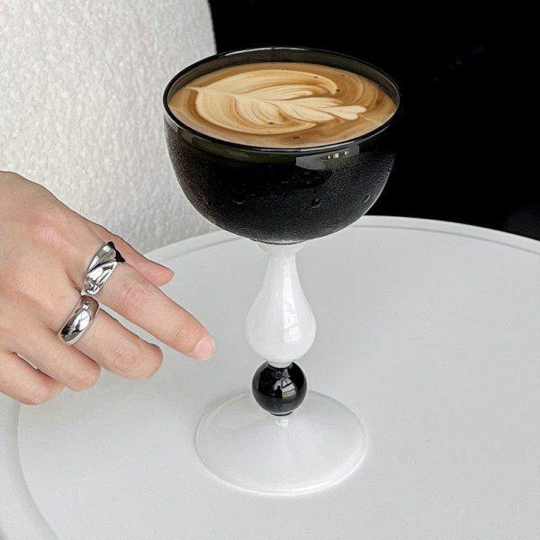 Easygood创意耐高温圆形咖啡玻璃杯情侣复古香槟杯可爱送礼高脚杯,淘宝优惠券,粉丝福利购,淘宝优惠卷