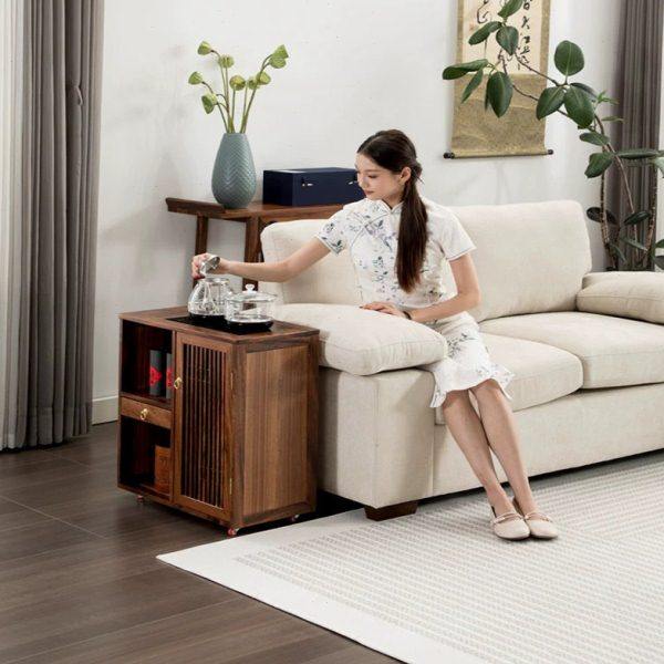 ft胡桃木移动泡茶台公室茶几客厅烧水壶一体实木茶水柜轻奢煮茶,淘宝优惠券,粉丝福利购,淘宝优惠卷