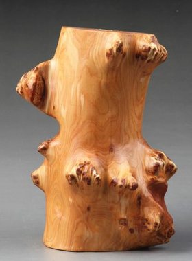 正宗崖柏笔筒摆件/笔筒/陈化礼品/瘤花崖柏带瘤疤/根雕/木雕