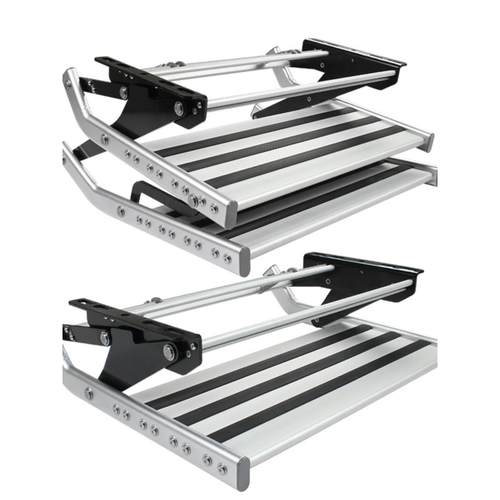 房车电动踏步旅居车手动折叠单层铝合金踏步拖挂车双层迎宾脚踏板 - 图2