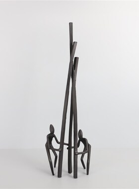 简约创意黑色h铸铁人样板房家居客厅桌面摆放酒店软装饰品摆件