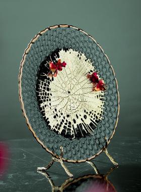 客厅样板房玄关酒店书柜博古架工艺装饰如鱼得水摆盘金属艺术摆件