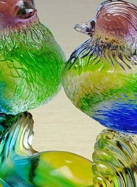 哥哥妹妹姐妹结婚送什么礼物琉璃水晶鸳鸯摆件一对新婚贺礼送新人