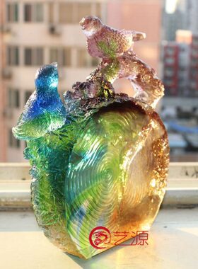 结婚摆件家居饰品创意 卧室 喜上眉梢琉璃纪念礼品 情侣生日礼物