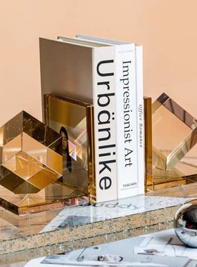 简约现代彩色水晶书档软装样板间售楼部书房书架书立书夹家居饰品