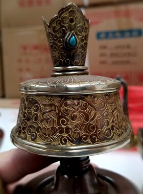 尼泊尔手工紫铜雕花镀金净水瓶密宗灌顶法器奔巴壶 贲巴壶 文巴壶