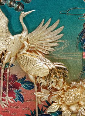 松龄鹤寿金箔画长辈老人家生日送贺寿星祝寿礼物爷爷奶奶6080大寿