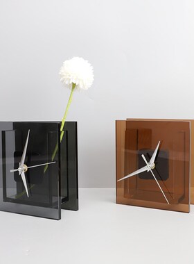 现代轻奢水晶时钟摆件样板房展厅C家居客厅电视柜桌面座钟软装饰